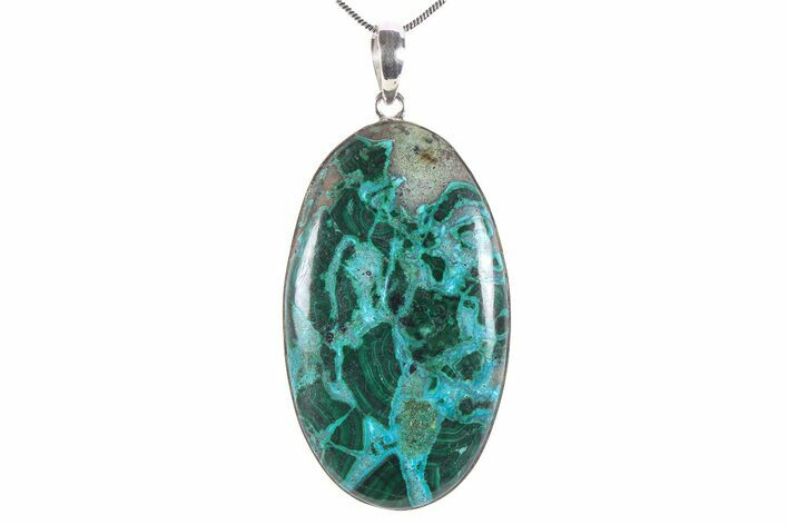 Vibrant Malachite & Chrysocolla Pendant - Sterling Silver #382869